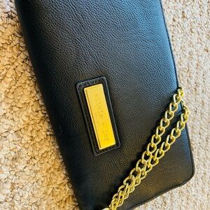 Olivia + Joy Black Clutch with Gold Chain